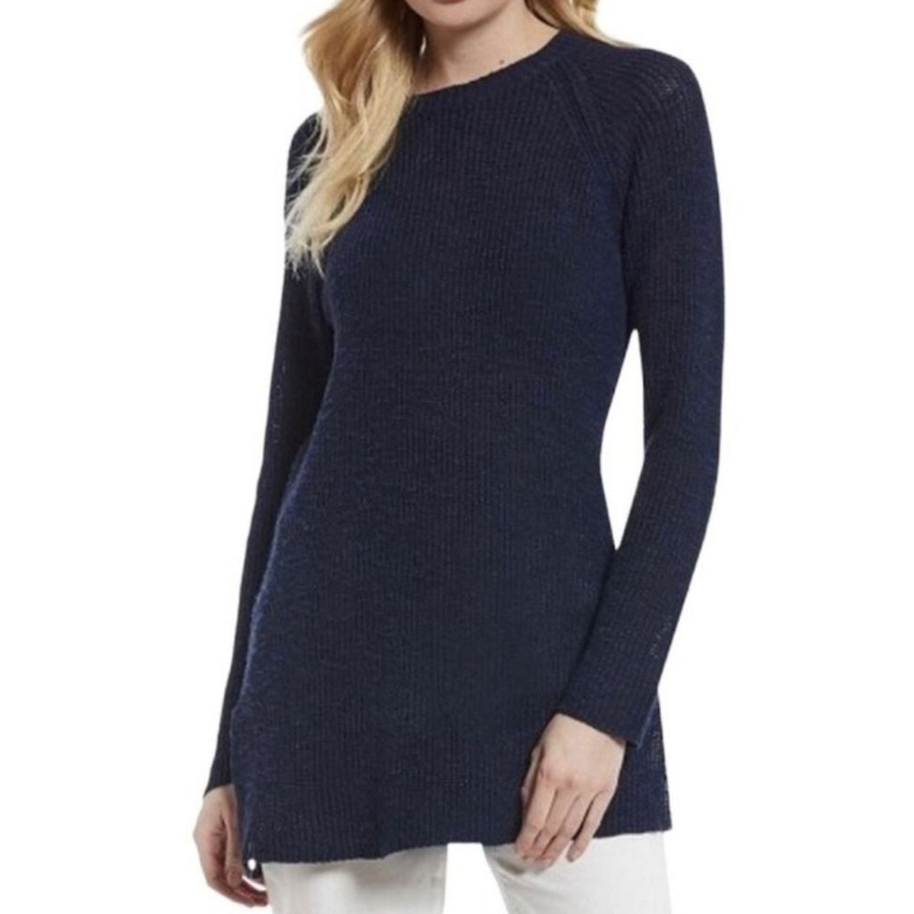 Eileen Fisher‎ Navy Ribbed Tunic Sweater | XXS
